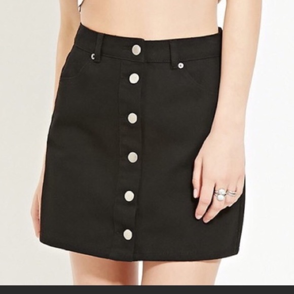 Forever 21 Black Denim Mini skirt size 29 medium Jean skirt - Picture 5 of 10